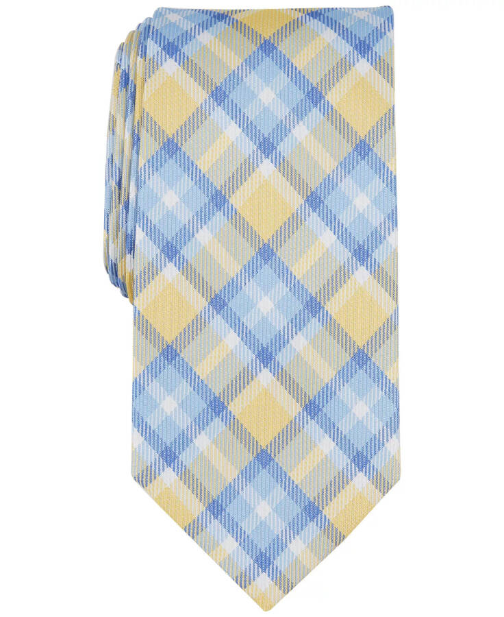 Men's Newtown Plaid Tie, Created for Modazone Yellow - 1