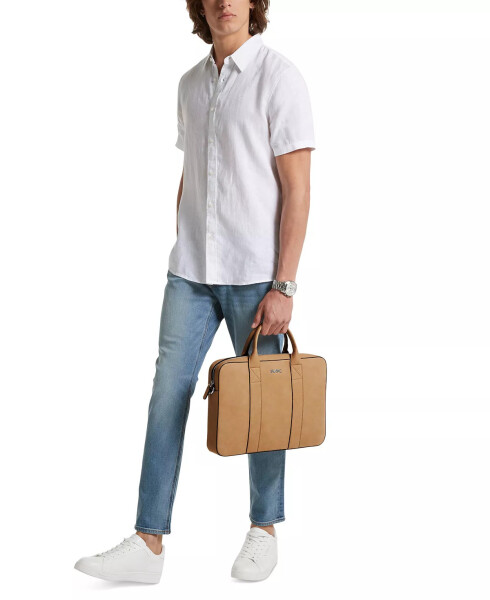 Men's Nubuck Logo Messenger Bag Camel - 4