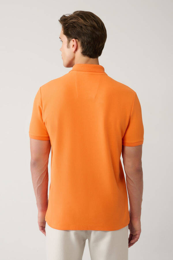 Men's Orange 100% Cotton Quick-Drying Regular Fit Non-Wrinkling Polo Collar T-shirt B001032 - 9