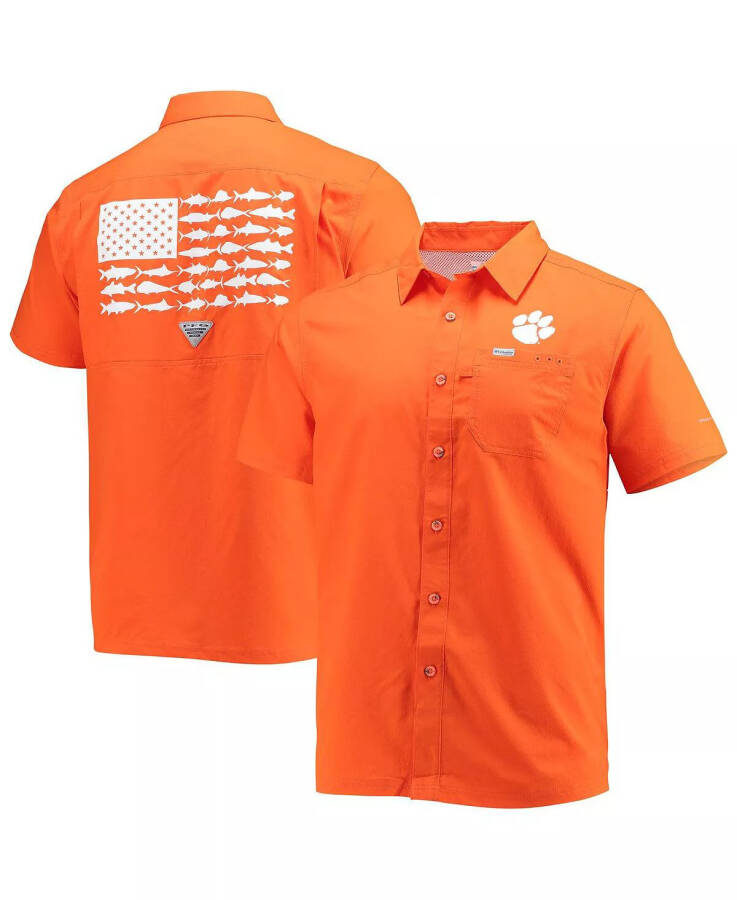 Men's Orange Clemson Tigers Slack Tide Camp Button-Up Shirt Orange - 2