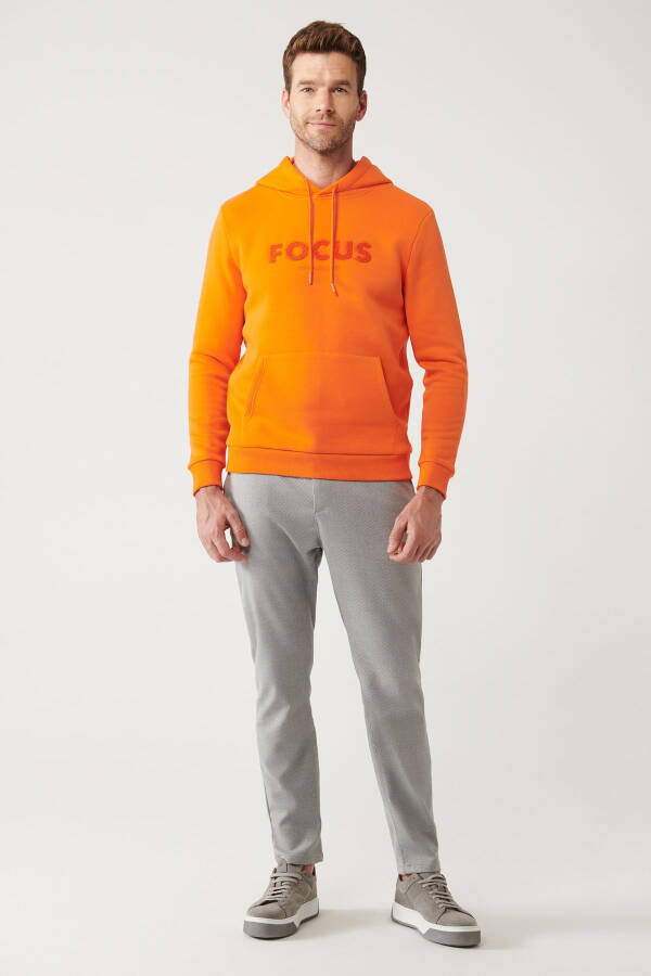 Men's Orange Hooded Sweatshirt - 7