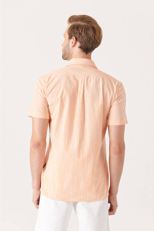 Men's Orange Wrinkled Short Sleeve Shirt A21y2034 - 4