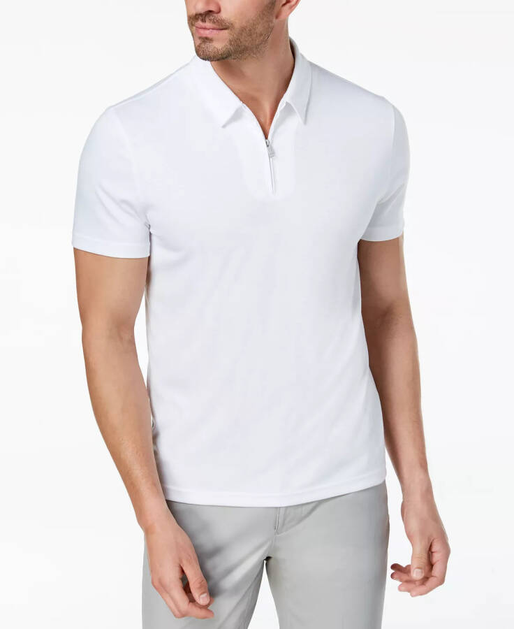 Men's Ottoman Zip Polo, Created for Modazone Bright White - 1