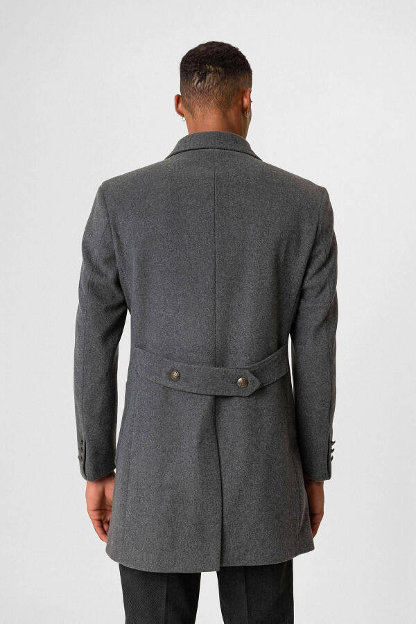 Men's Overcoat, Anthracite Double-Breasted Flap Pocket - 7