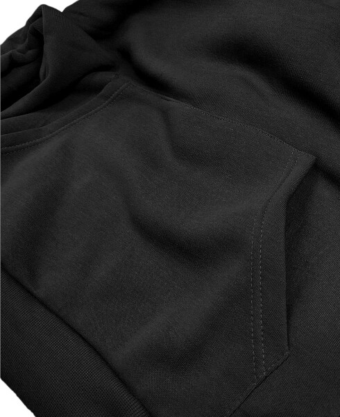 Men's Oversized Slim-Fit Fleece-Lined Pullover Hoodie Black - 3