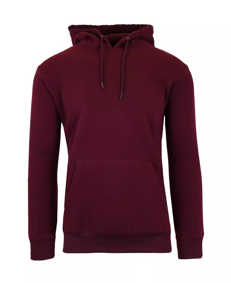 Men's Oversized Slim-Fit Fleece-Lined Pullover Hoodie Burgundy - 1