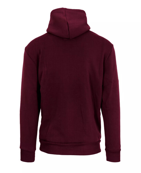 Men's Oversized Slim-Fit Fleece-Lined Pullover Hoodie Burgundy - 2