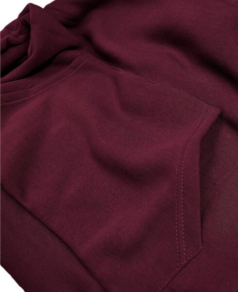 Men's Oversized Slim-Fit Fleece-Lined Pullover Hoodie Burgundy - 3