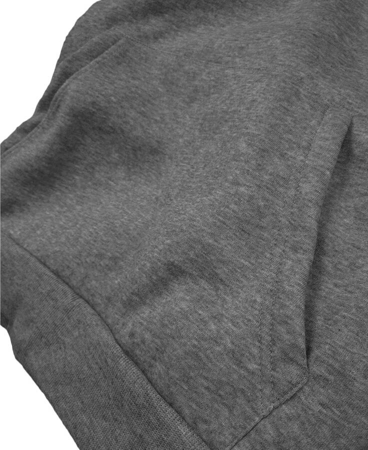 Men's Oversized Slim-Fit Fleece-Lined Pullover Hoodie Charcoal - 3