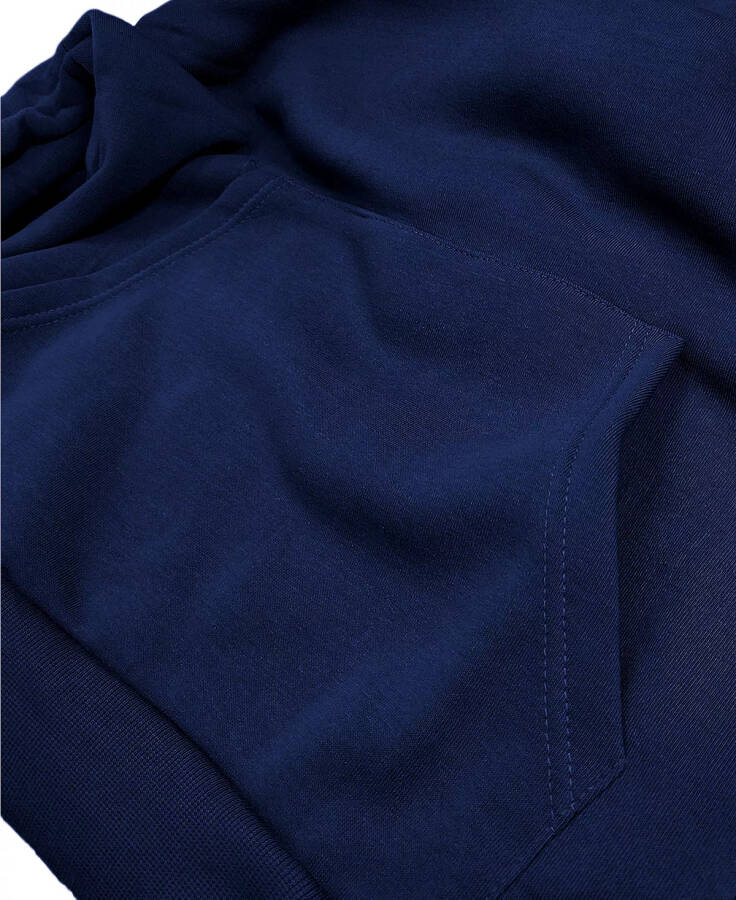 Men's Oversized Slim-Fit Fleece-Lined Pullover Hoodie Navy - 3