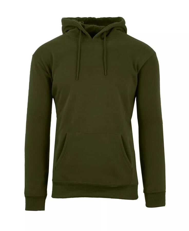 Men's Oversized Slim-Fit Fleece-Lined Pullover Hoodie Olive - 1