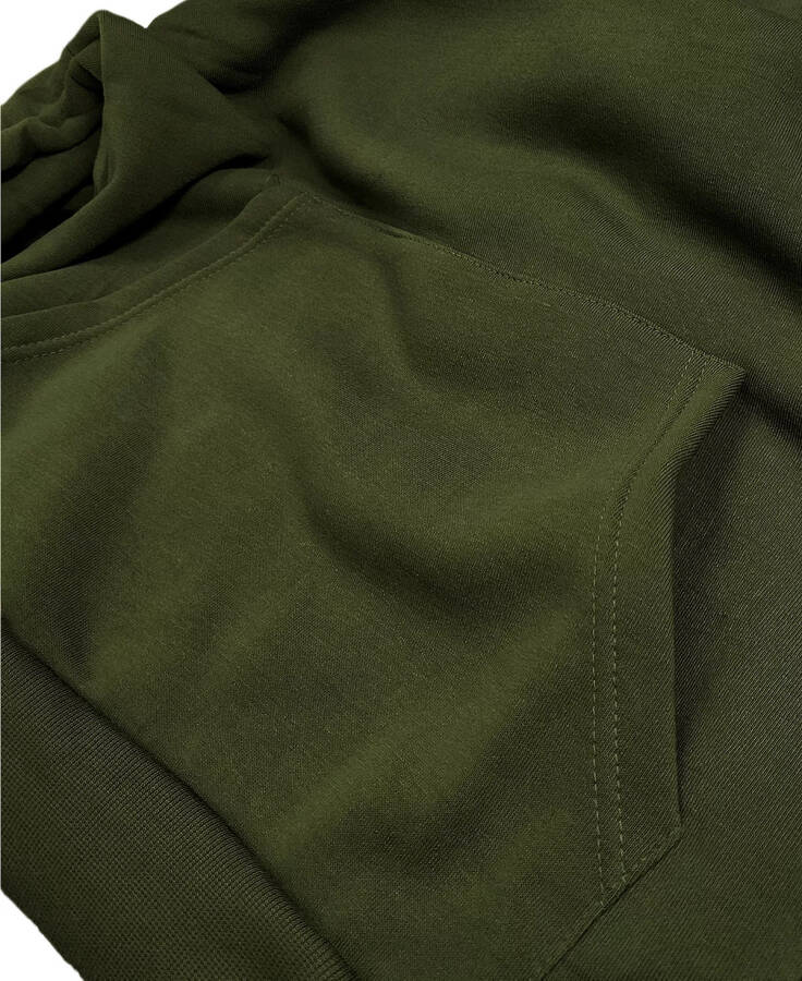 Men's Oversized Slim-Fit Fleece-Lined Pullover Hoodie Olive - 3