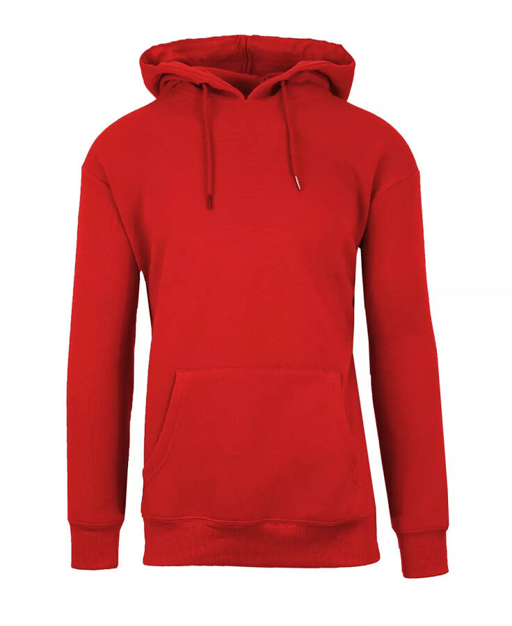 Men's Oversized Slim-Fit Fleece-Lined Pullover Hoodie Red - 1