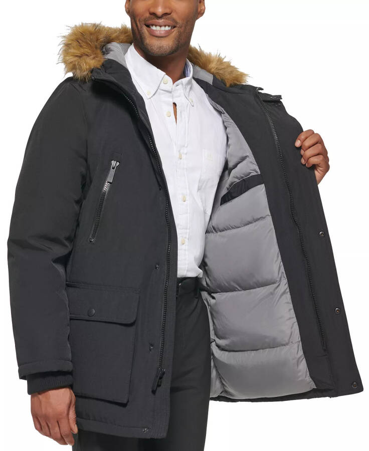 Men's Parka with a Faux Fur-Hood Jacket, Created for Macy's Black - 4