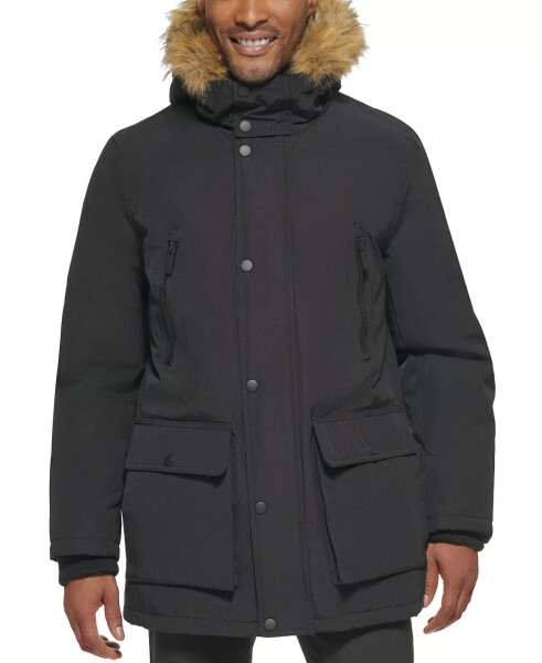 Men's Parka with a Faux Fur-Hood Jacket, Created for Macy's Black - 5