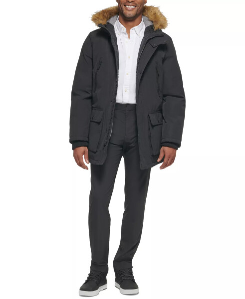 Men's Parka with a Faux Fur-Hood Jacket, Created for Macy's Black - 6