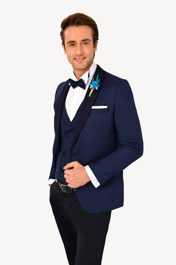 Men's Parliament Slim Fit Shawl Collar Waistcoat Groom Suit - 11