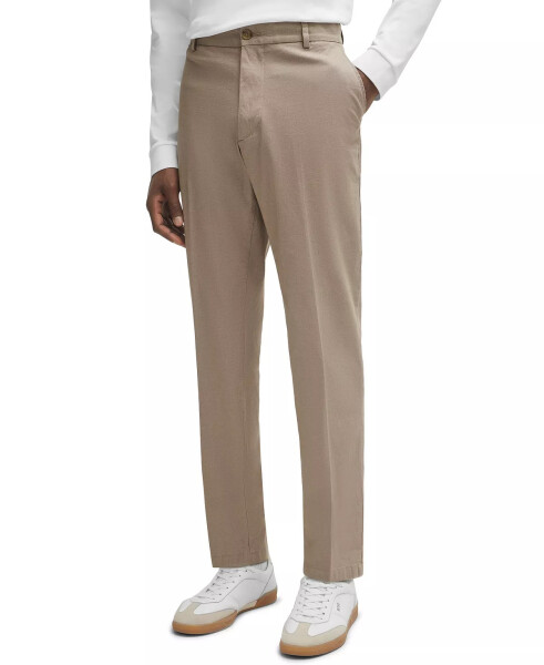 Men's Patterned Regular-Fit Trousers Medium Beige - 5