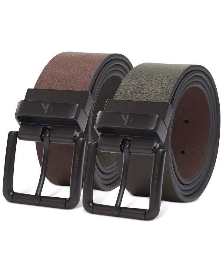 Men's Pebble Grain Reversible Jean Belt Brown/Olive - 7