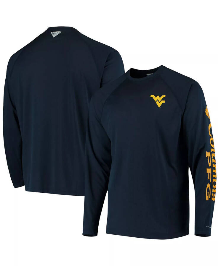 Men's PFG Navy West Virginia Mountaineers Terminal Tackle Omni-Shade Long Sleeve T-shirt Navy - 1