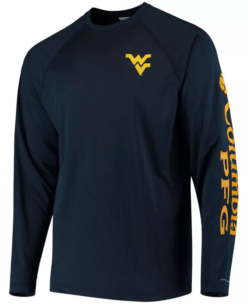 Men's PFG Navy West Virginia Mountaineers Terminal Tackle Omni-Shade Long Sleeve T-shirt Navy - 2