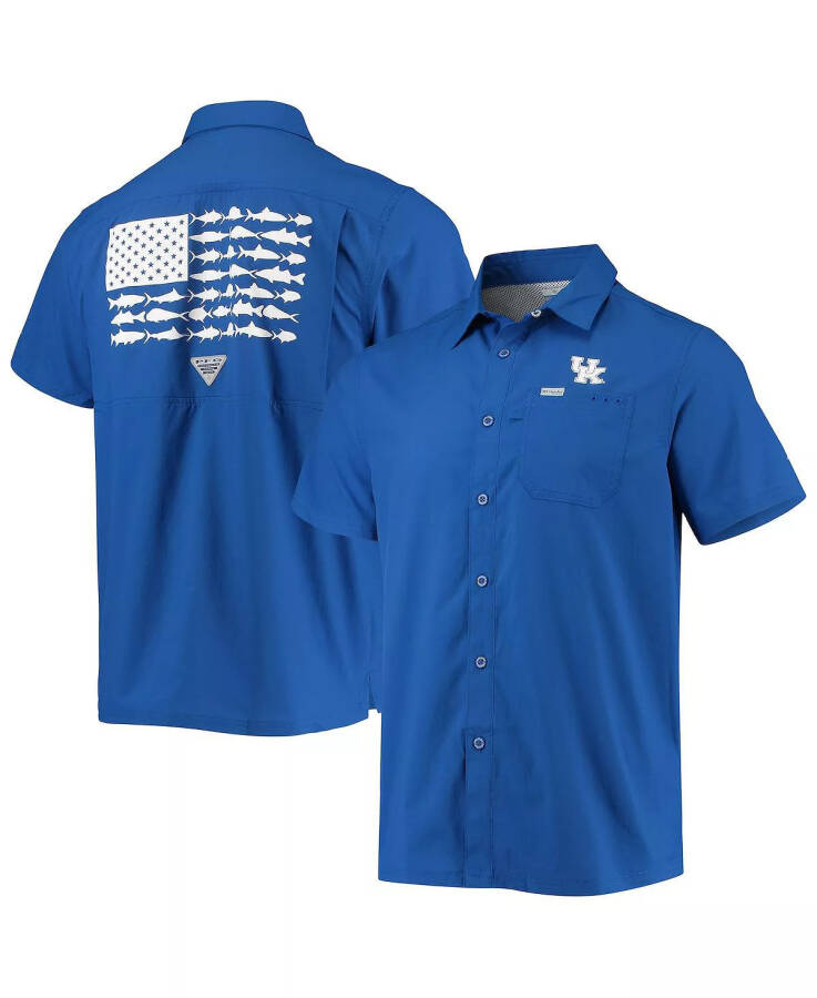 Men's PFG Royal Kentucky Wildcats Slack Tide Camp Button-Up Shirt Royal - 1