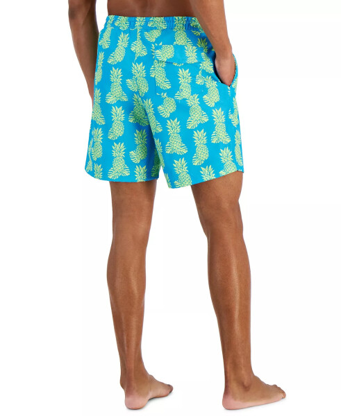 Men's Pineapple-Print Swim Trunks, Created for Modazone Cosmic Turquoise - 5