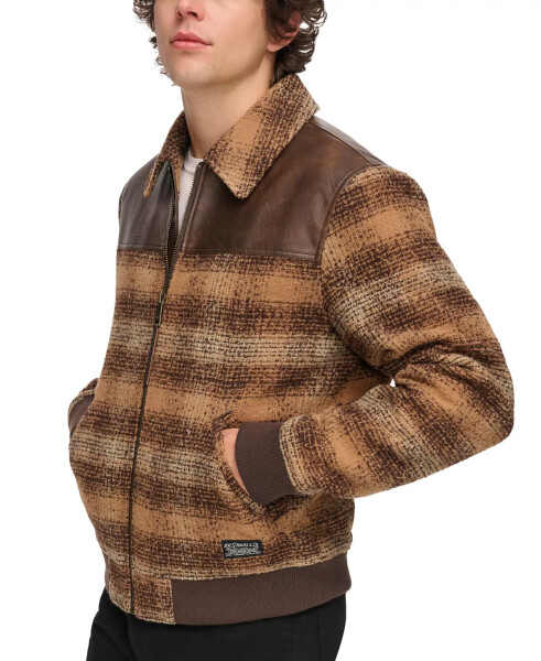 Men's Plaid Bomber Jacket Brown Multi - 1