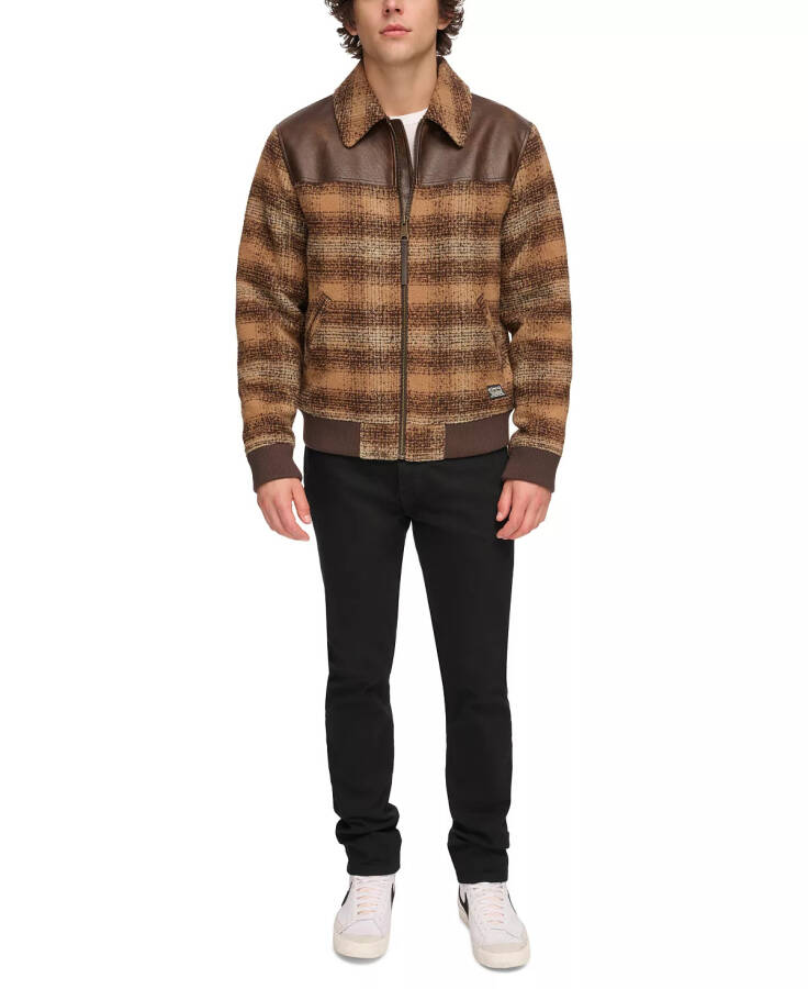 Men's Plaid Bomber Jacket Brown Multi - 6