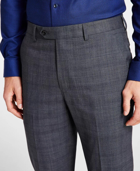 Men's Plaid Classic-Fit Wool-Blend Stretch Suit Separate Pants Grey/blue Plaid - 11