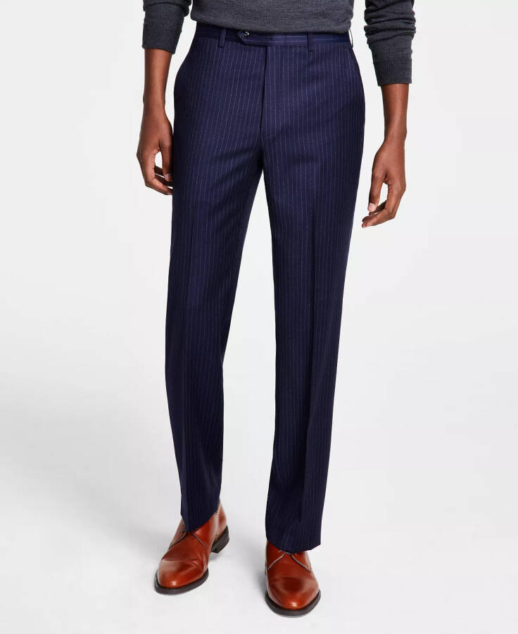 Men's Plaid Classic-Fit Wool-Blend Stretch Suit Separate Pants Navy Pinstripe - 9