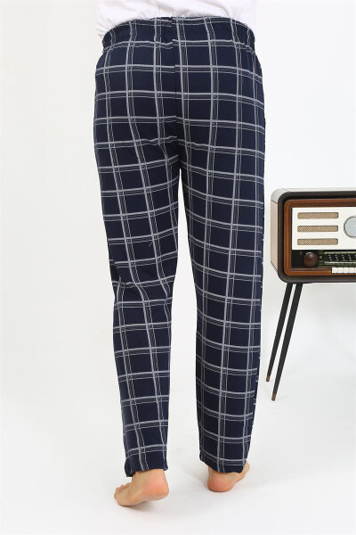 Men's Plaid Cotton Pajama Bottoms 27540 Navy - 10