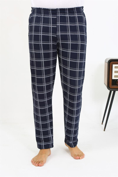 Men's Plaid Cotton Pajama Bottoms 27540 Navy - 11