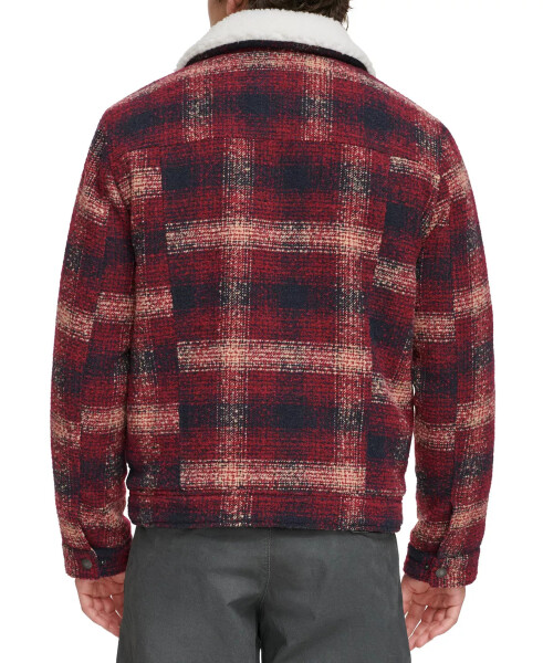 Men's Plaid Fleece-Lined Trucker Jacket Red Multi - 2