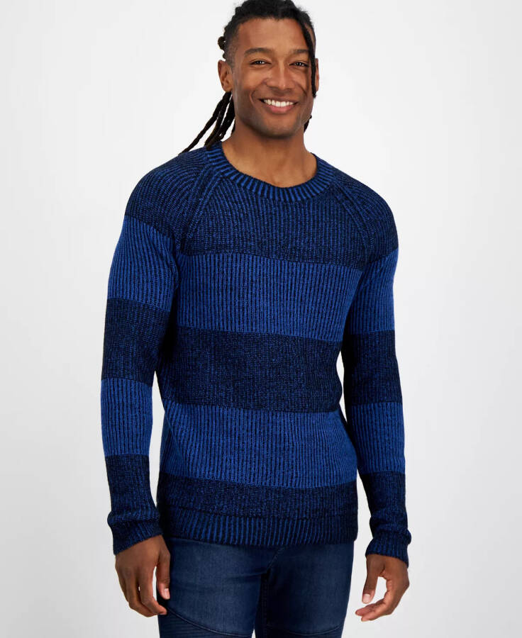 Men's Plaited Crewneck Sweater, Created for Modazone Galaxy Blue - 2