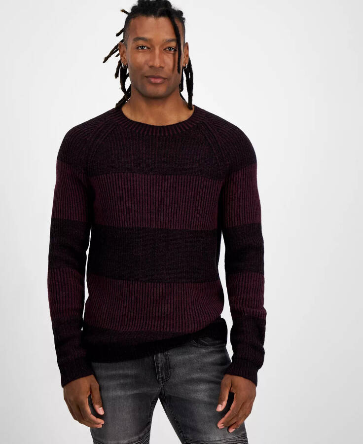 Men's Plaited Crewneck Sweater, Created for Modazone Vintage Wine - 1