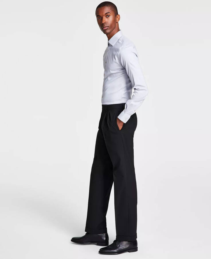 Men's Pleated Solid Classic Fit Pants Black - 1