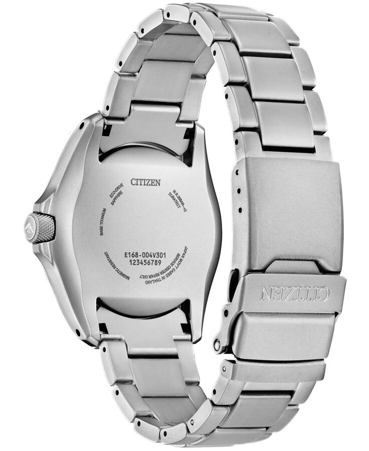 Men's Promaster Land Eco-Drive Silver-Tone Titanium Bracelet Watch 41mm Silver-tone - 3