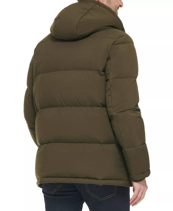 Men's Puffer Coat With Fleece-Lined Hood Olive - 2