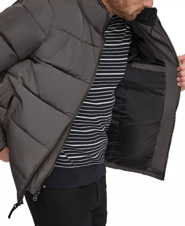 Men's Puffer With Set In Bib Detail, Created for Modazone Alloy Grey - 3