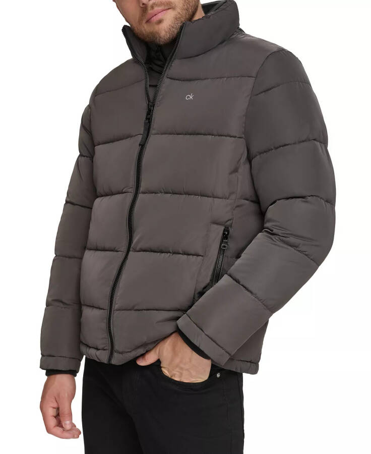 Men's Puffer With Set In Bib Detail, Created for Modazone Alloy Grey - 5