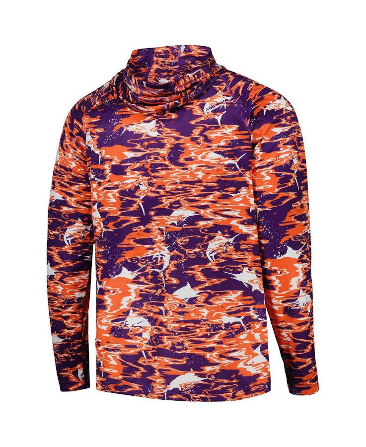 Men's Purple Clemson Tigers PFG Terminal Tackle Omni-Shade Rippled Long Sleeve Hooded T-shirt Purple - 3