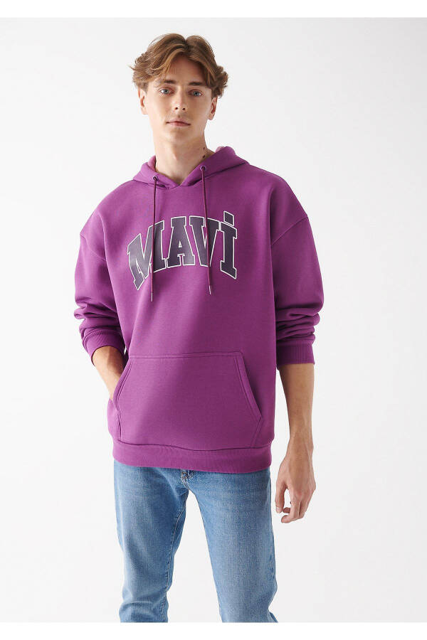 Men's Purple Logo Printed Sweatshirt 067149-70681 - 1