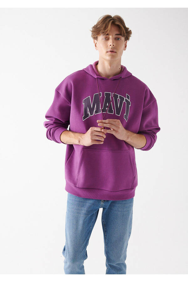 Men's Purple Logo Printed Sweatshirt 067149-70681 - 2