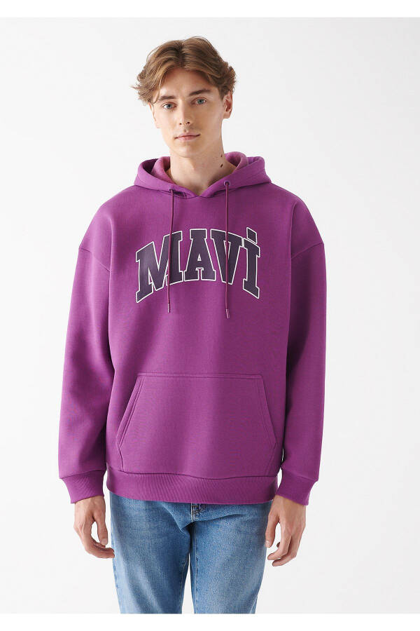 Men's Purple Logo Printed Sweatshirt 067149-70681 - 3