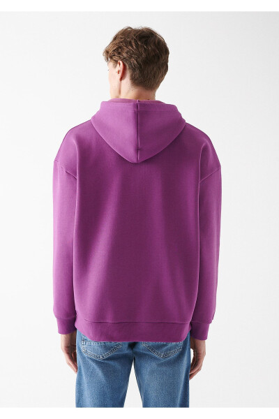 Men's Purple Logo Printed Sweatshirt 067149-70681 - 4