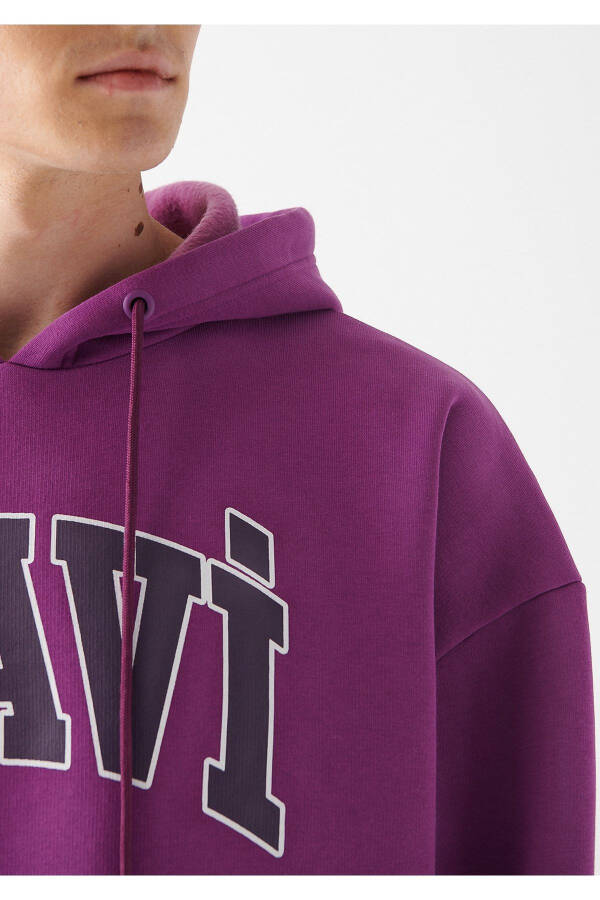 Men's Purple Logo Printed Sweatshirt 067149-70681 - 5