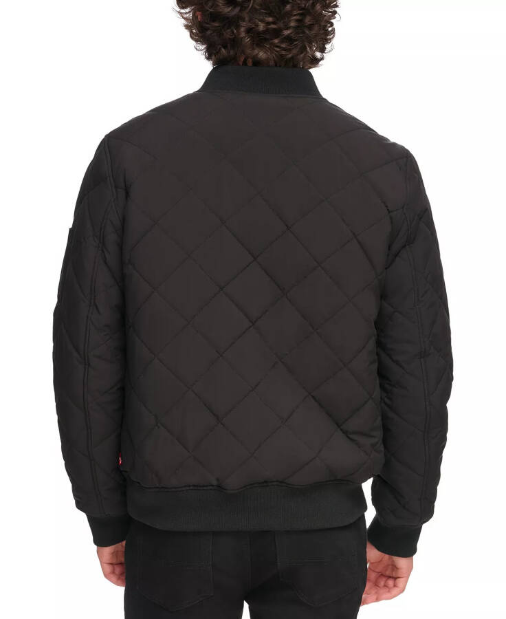 Men's Quilted Fashion Bomber Jacket Black - 2