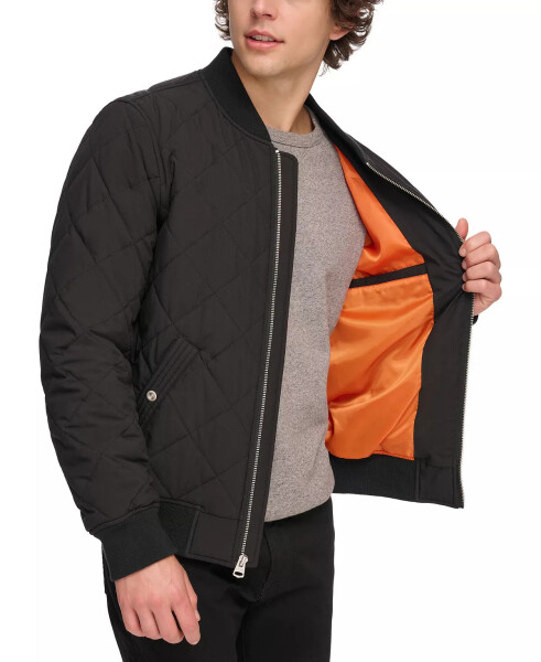 Men's Quilted Fashion Bomber Jacket Black - 4