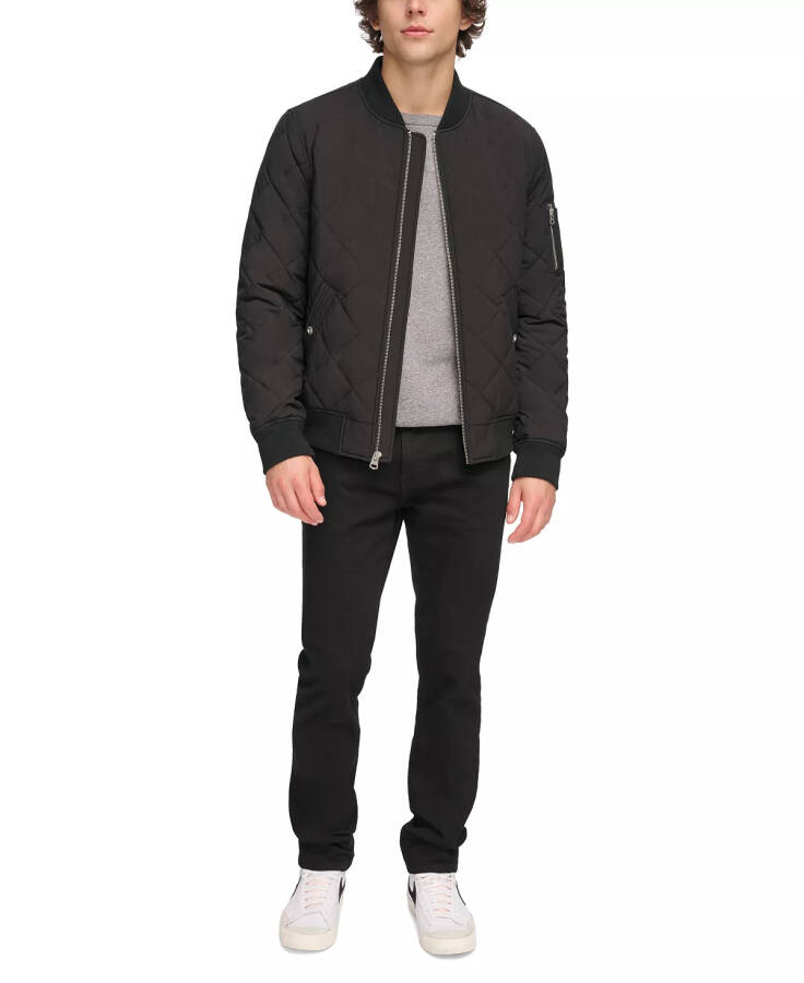 Men's Quilted Fashion Bomber Jacket Black - 6